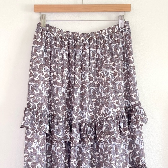 NWT Intermix Odette Tiered Ruffle Paisley Voile Midi Maxi Skirt Medium - Picture 7 of 13